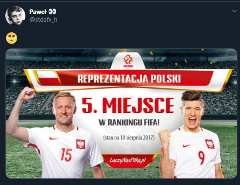 MIEJSCE POLSKI w rankingu FIFA 3 lata temu... :D